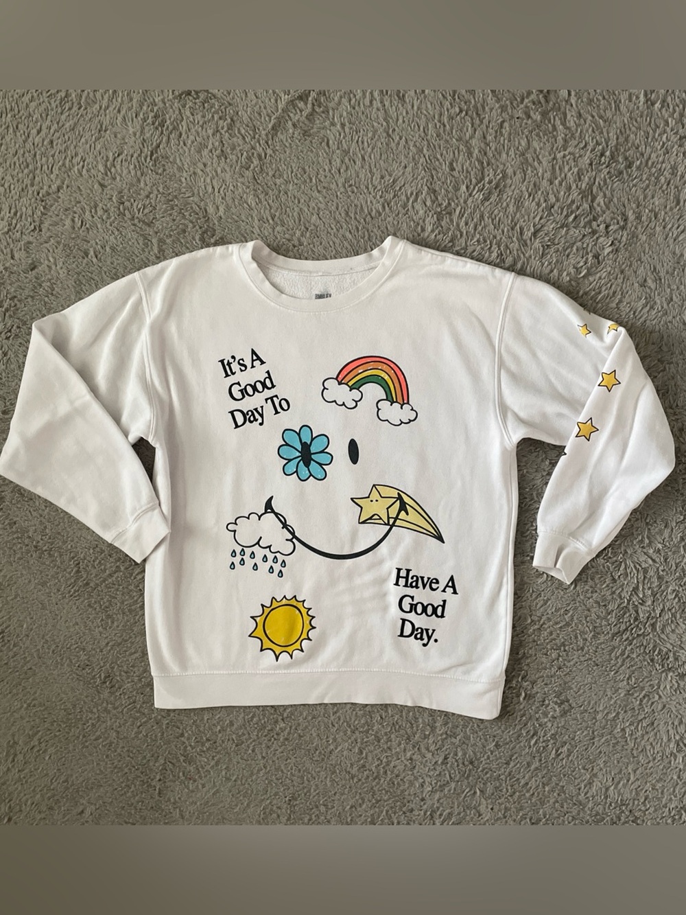 Smiley Originals It's A Good Day Whimsy Graphic Crew Neck Sweatshirt Size Medium